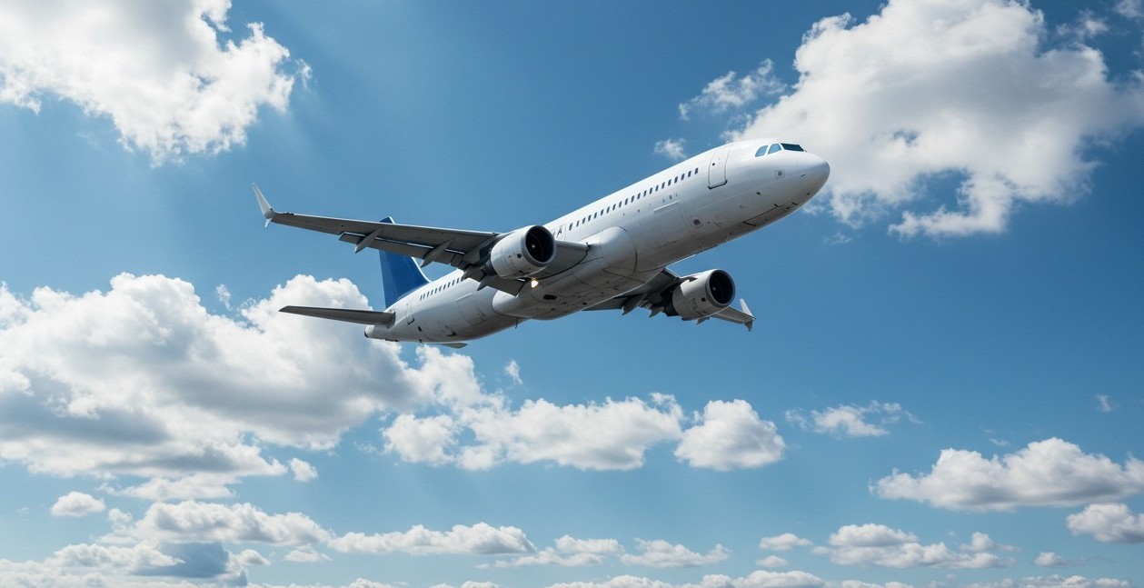Avião em voo representando confiabilidade operacional